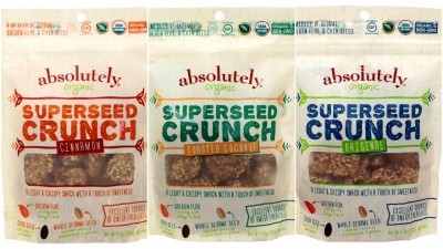 Absolutely Gluten Free's new snacks contain sesame, chia and flax seeds.