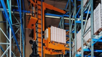 An LTW Intralogistics stacker crane helps deep-freeze automated storage retrieval systems.