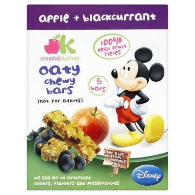 The kids snack bar range uses Mickey Mouse on its packaging 
