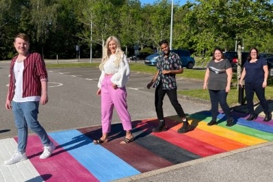 Brakes' Pride pedestrian crossing at its Ashford headquarters is a reminder of the importance of inclusion and diversity. Pic: Brakes