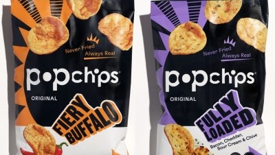 New flavors: Fiery Buffalo combines cayenne pepper with garlic and buttermilk; while Fully Loaded combines sour cream, cheddar, chives, and bacon flavors. Image credit: Popchips