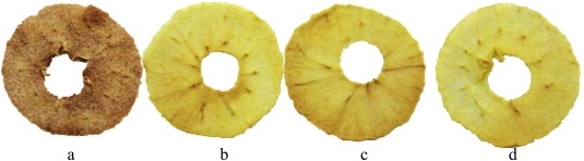Apple ring (a) was the control which browned quickly during baking