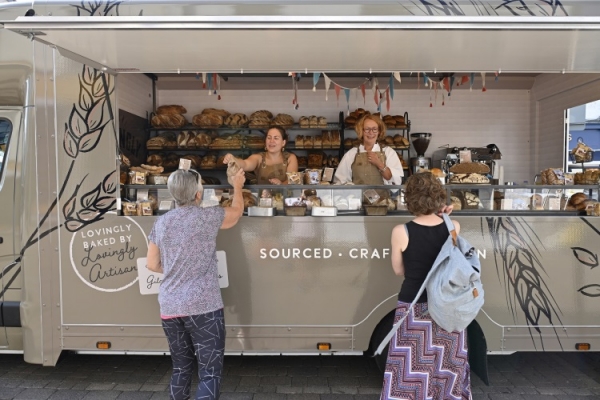 Loyingly Artisan Bread Truck - L to R serving - Emily Tagg and Catherine Connor