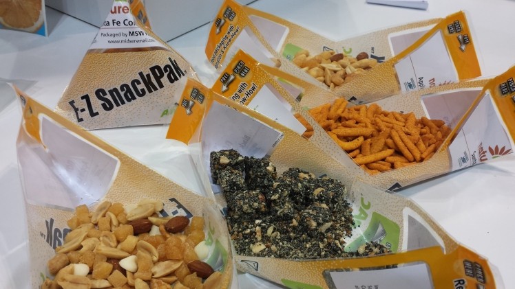 Easier to reach for your snack in a pyramid pouch, says Ampac