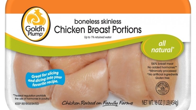 Gold'n Plump has put its skinless chicken breast in a 16-ounce package, made of 4-ounce portions.