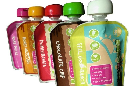 Saladshots dressings come in recloseable, flexible pouches, designed to encourage healthy eating habits.