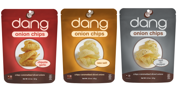 Dang Foods' 'crispy caramelized' onion chips are sold in a range of flavors