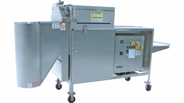 Urschel International's processing equipment includes the E TranSlicer cutter for vegetables, fruits and cooked meats.