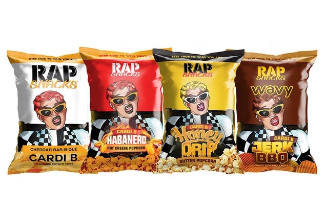 Rap Snacks' flavor collaborations with Grammy winner Cardi B are being rolled out in Spencer's outlets across the US. Pic: Rap Snacks