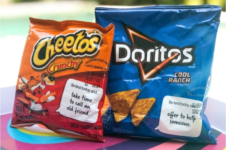 Frito-Lay's Packed with Kindness packaging prompts consumers to Think Kindness. Pic: Frito-Lay