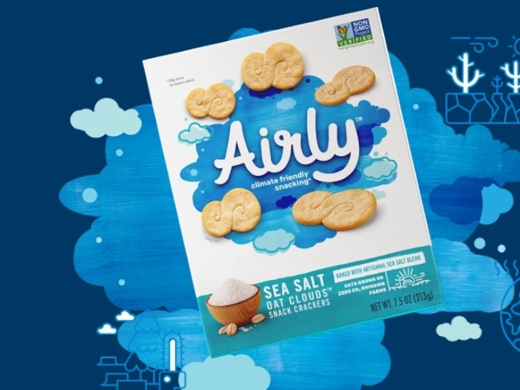 Bright Future Foods Airly Oat Cloud Crackers, which are designed to reverse climate change. Pic: Bright Future Foods