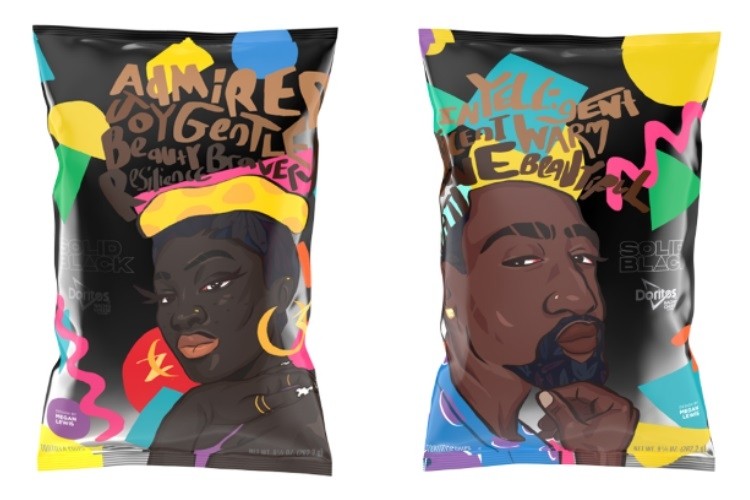 Fans can win a limited edition Doritos SOLID BLACK bag designed by award-winning artist Megan Lewis. Pic: Doritos