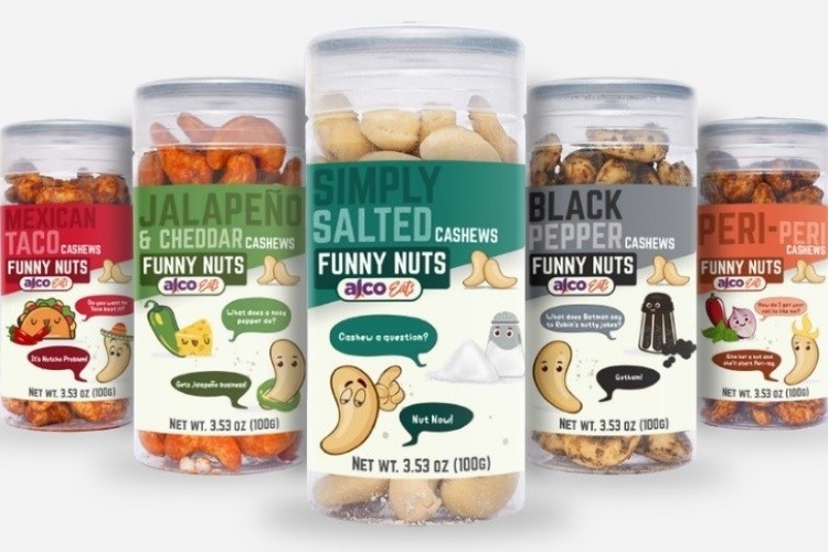 AlcoEats produces a lineup of eight varieties of better-for-you cashew snacks. Pic: AlcoEats