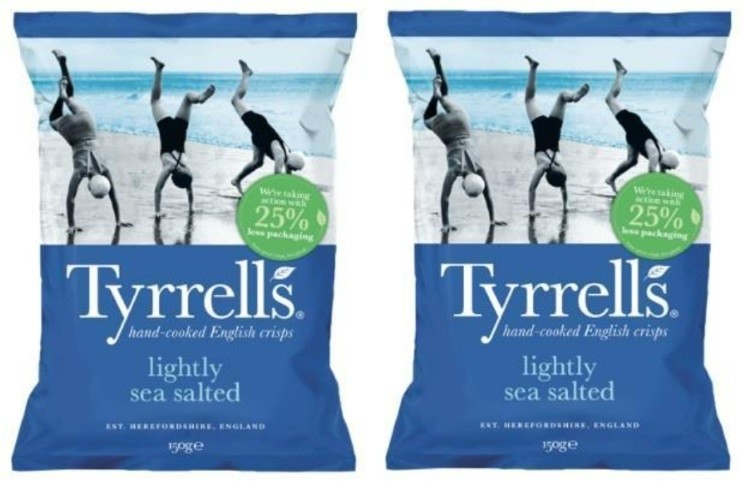 Tyrrells has slashed its plastic packaging by 25%, boldly announced on its new packs rolling out across the UK this month. Pic: Tyrrells