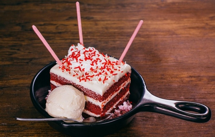 Ezaki Glico USA has collaborated with TGI Friday to produce a special red velvet sparker cake for Valentine's Day. Pic: Ezaki Glico USA