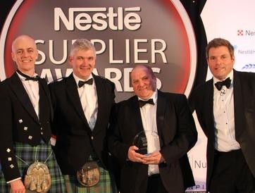 Steve Rore, Head of Technical Procurement Nestlé UK; Neil Whitelaw, Account Director and Steve Waplington, Site Manager for Norbert Dentressangle and host, Mark Durden-Smith.