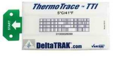 DeltaTRAK ThermoTrace TTI uses 2D barcodes and chemical labels to monitor product temperature.