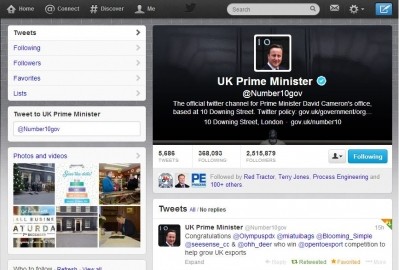 PM Cameron live on Tiwtter