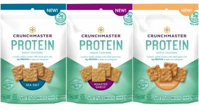 Crunchmaster's new protein crackers line contains on 5 g of vegetable protein per serving. Pic: TH Foods
