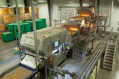 Walnuts are sorted at the factory in California using sorters from Key Technology