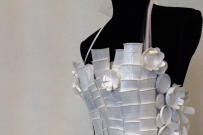 The wedding dress made from plastic cups