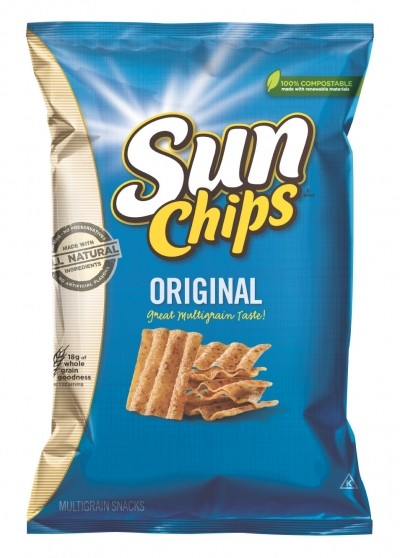 The new compostable SunChips bag from Frito-Lay