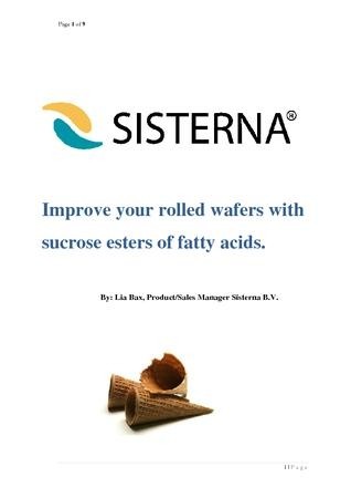Improve your rolled wafers with sucrose esters of fatty acids
