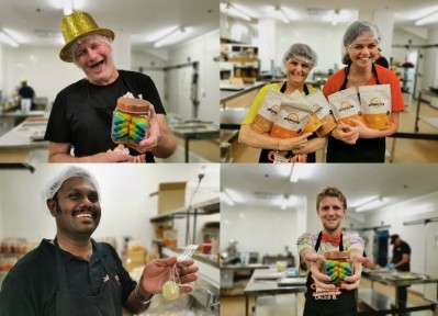 Bakers (clockwise from top left) Lawrence, Stacey, Ngā Hou, Caleb and Parveen love bringing joy to people with their cookies made without preservatives, additives or colours. Pic: The Cookie Project