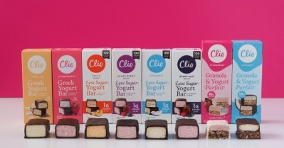 Clio produce a line of handheld Greek Yogurt Bars with a cheesecake-like texture and chocolate coating. Pic: Clio Snacks
