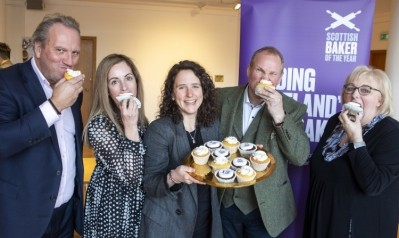 Scottish Bakers' Lesley Cameron and Ian McGhee flank Cabinet Secretary Mairi Gougeon at the launch of the Scottish Baker of the Year 2024/25. Pic: Scottish Bakers
