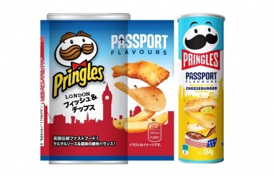 Pringles' Passport Flavours series: London fish and chips (left) and New York style cheese burger (right) ©Pringles
