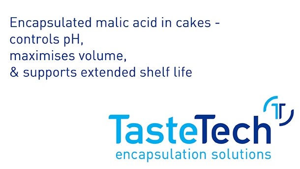 Controlling pH with encapsulated malic acid in cakes