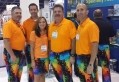 The colorful attire of Plastic Packaging Technologies' booth staff mirrors its colorful flexible packaging.
