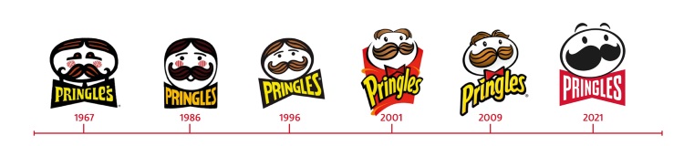 Logo Pringles mempunyai sejarah yang panjang. Ia telah melalui beberapa pengubahsuaian, tetapi ia sentiasa menampilkan maskot Mr Pringle dan nama produk.